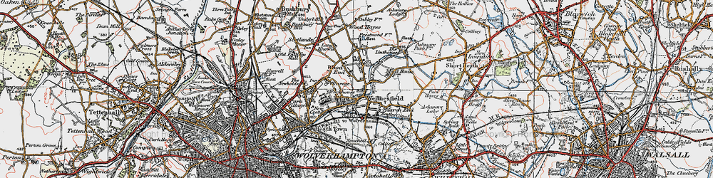 Old map of Wednesfield in 1921