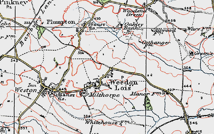 Old map of Weedon Lois in 1919