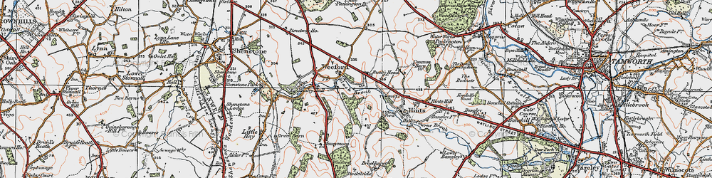 Old map of Packington Moor in 1921