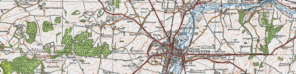 Old map of Weeke in 1919