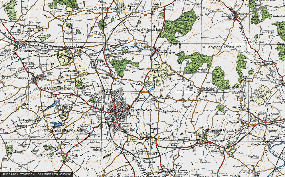 Old Map of Historic Map covering Boughton Park in 1920