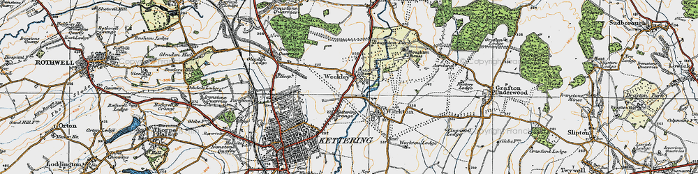 Old map of Weekley in 1920