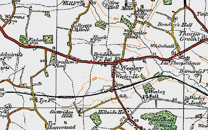 Old map of Weeley in 1921