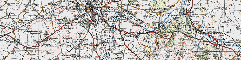 Old map of Weeping Cross in 1921