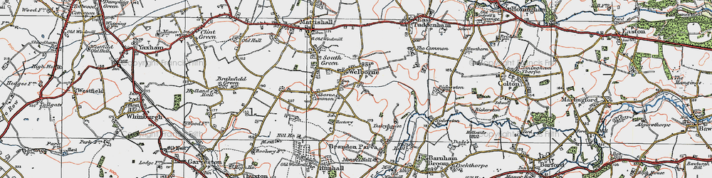 Old map of Welborne in 1921