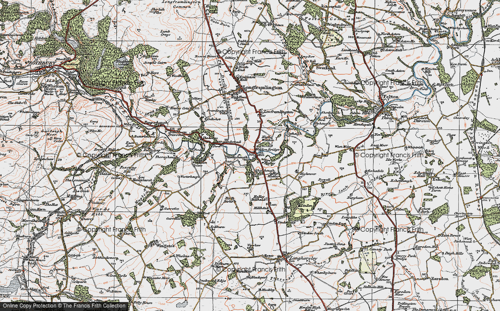 Old Map of Historic Map covering Todstead in 1925