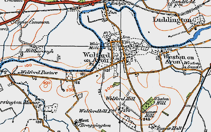 Old map of Welford-on-Avon in 1919