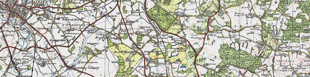 Old map of Welham Green in 1920