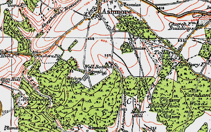 Old map of Well Bottom in 1919