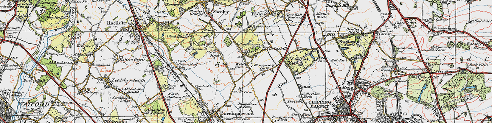 Old map of Well End in 1920