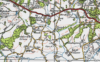 Old map of Wellow Wood in 1919