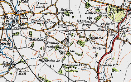 Old map of Wellpond Green in 1919