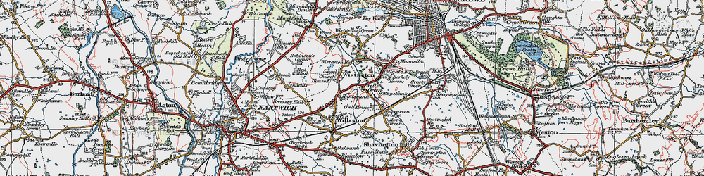 Old map of Wells Green in 1921