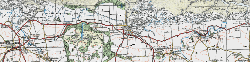 Old map of Wells-Next-The-Sea in 1921