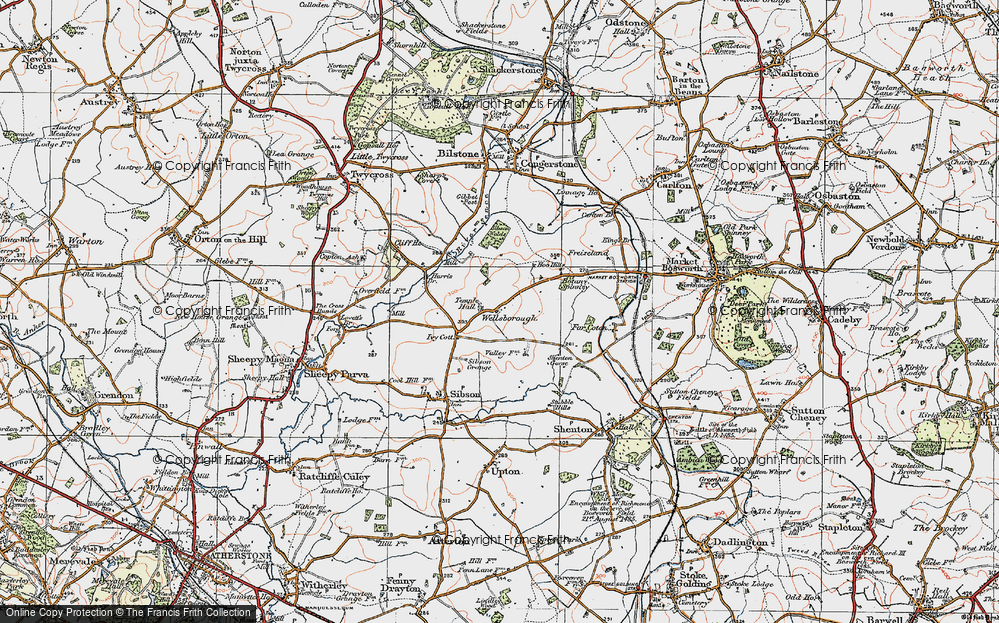 Old Map of Historic Map covering Botany Spinney in 1921