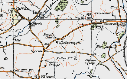 Old map of Wellsborough in 1921