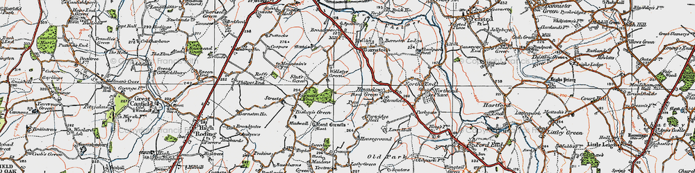 Old map of Wellstye Green in 1919