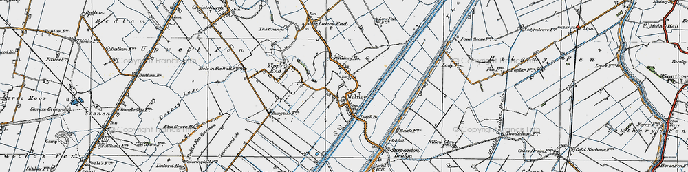 Old map of Welney in 1922