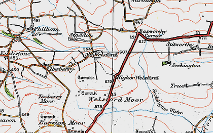Old map of Baxworthy Cross in 1919