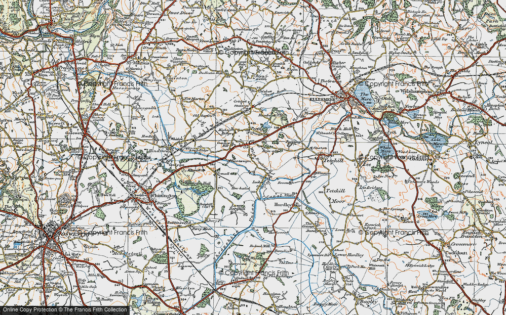 Old Map of Historic Map covering Brynallt in 1921