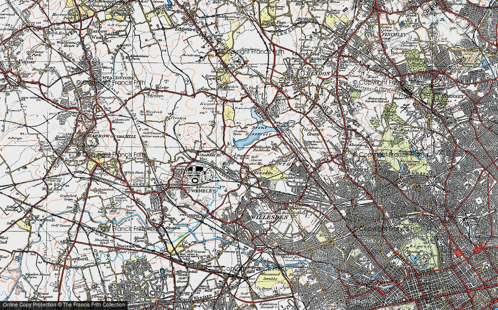 Old Map of Welsh Harp, 1920 in 1920