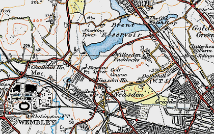 Old map of Welsh Harp in 1920