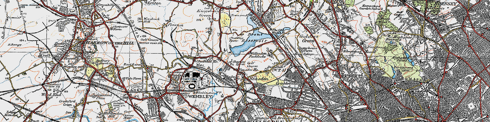 Old map of Welsh Harp in 1920