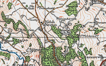 Old map of Welsh Newton in 1919