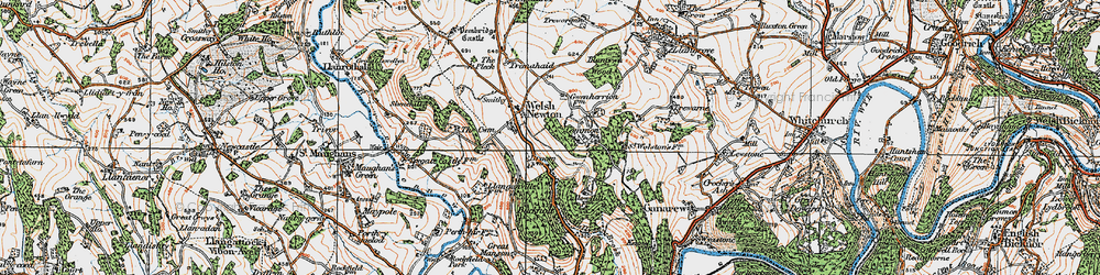 Old map of Welsh Newton in 1919