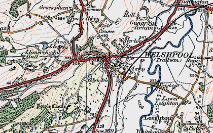 Old map of Welshpool in 1921