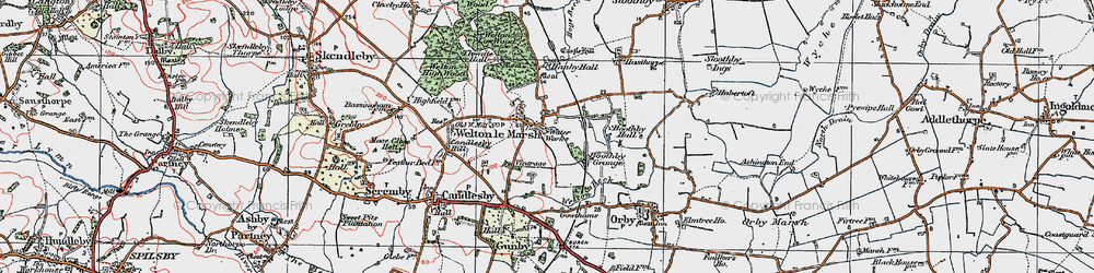 Old map of Welton le Marsh in 1923