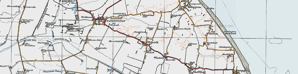 Old map of Welwick in 1924