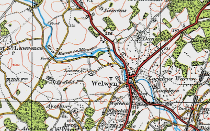 Old map of Welwyn in 1920