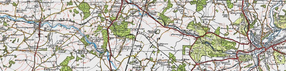 Old map of Welwyn Garden City in 1920