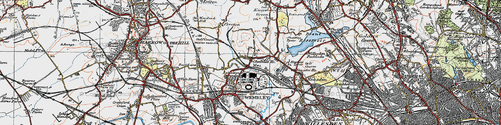 Old map of Wembley Park in 1920