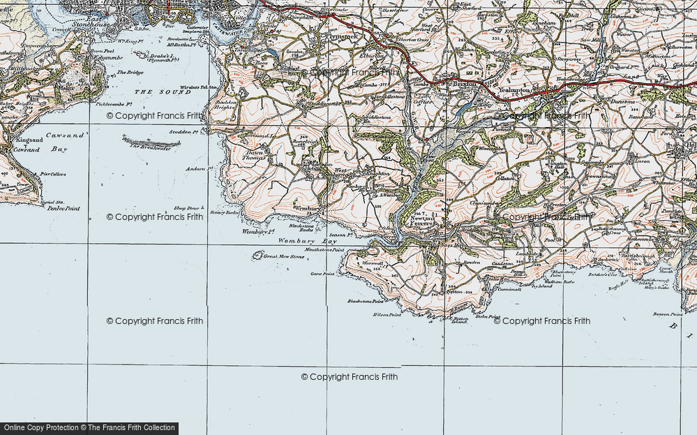 Old Map of Wembury, 1919 in 1919