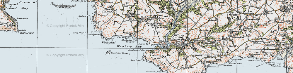 Old map of Wembury in 1919