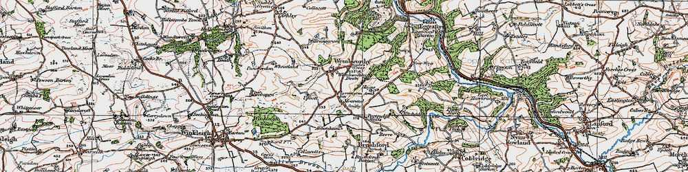 Old map of Wembworthy in 1919