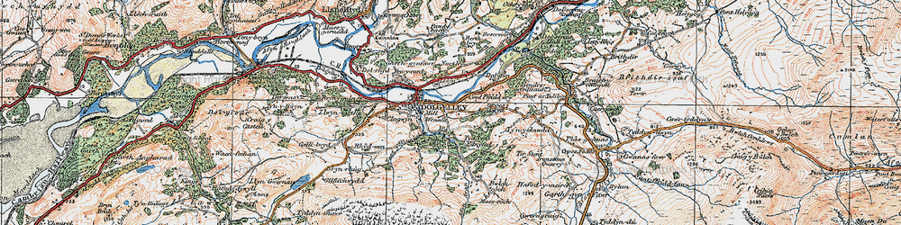Old map of Afon Arran in 1921