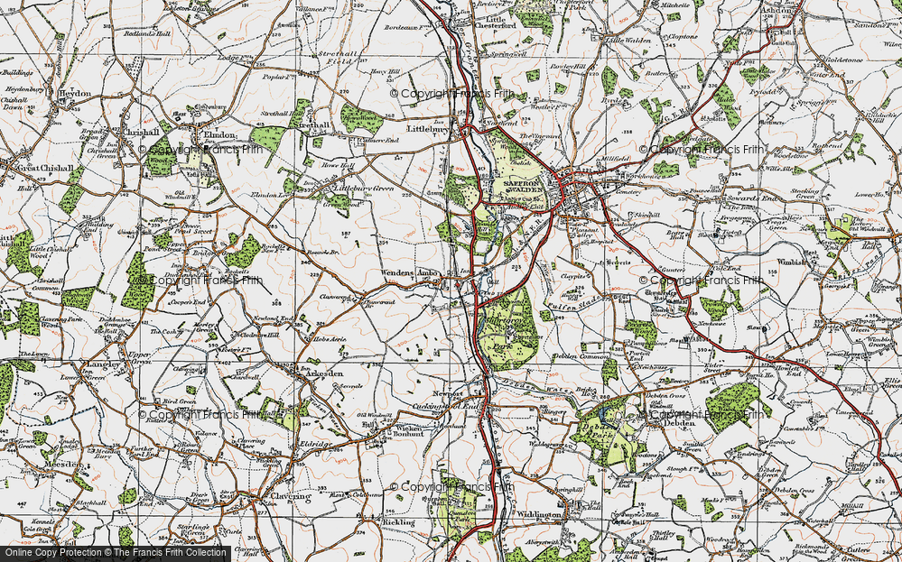 Old Map of Historic Map covering Audley End Sta in 1920