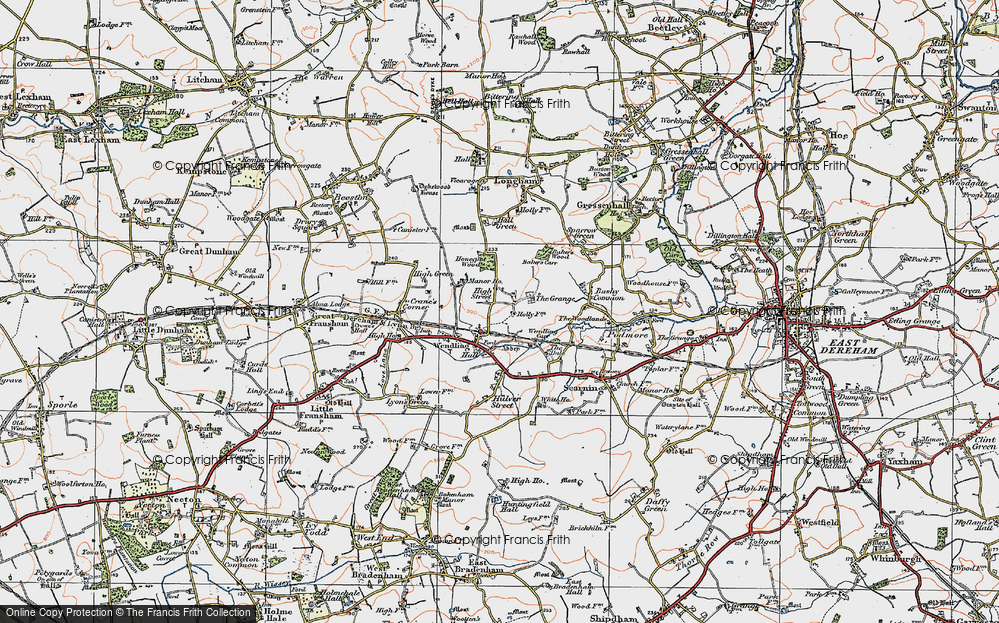 Old Map of Wendling, 1921 in 1921