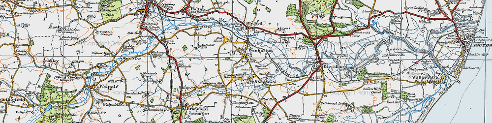 Old map of Wenhaston in 1921
