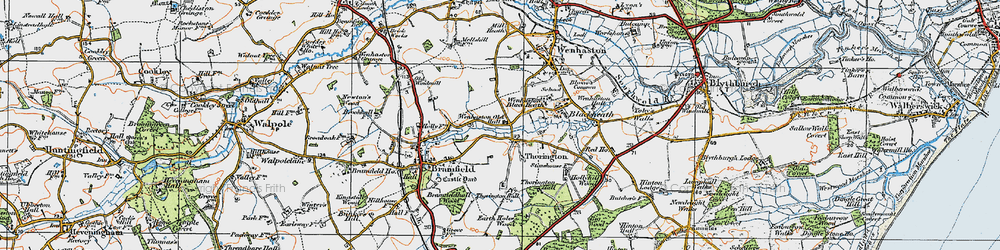 Old map of Wenhaston Black Heath in 1921