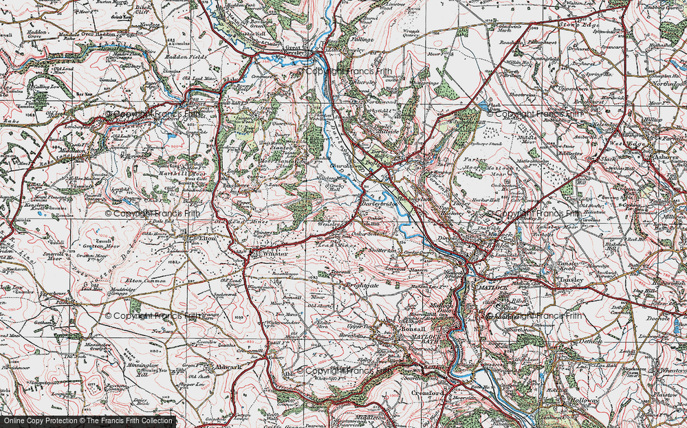 Old Map of Wensley, 1923 in 1923