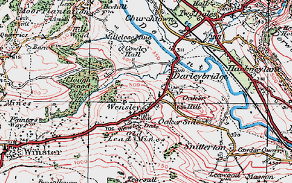 Old map of Wensley in 1923