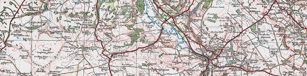 Old map of Wensley in 1923
