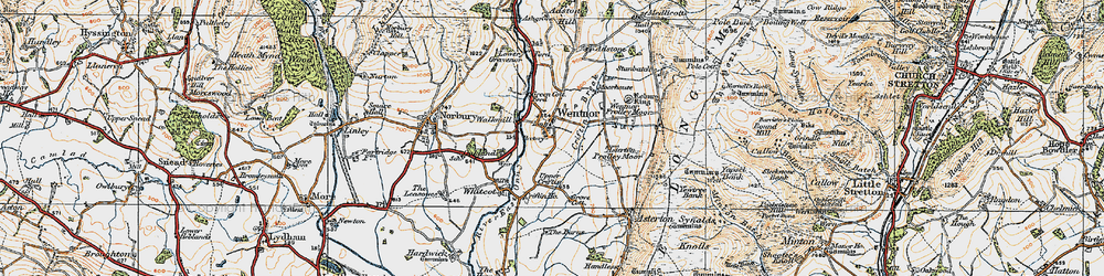Old map of Asterton Prolley Moor in 1920
