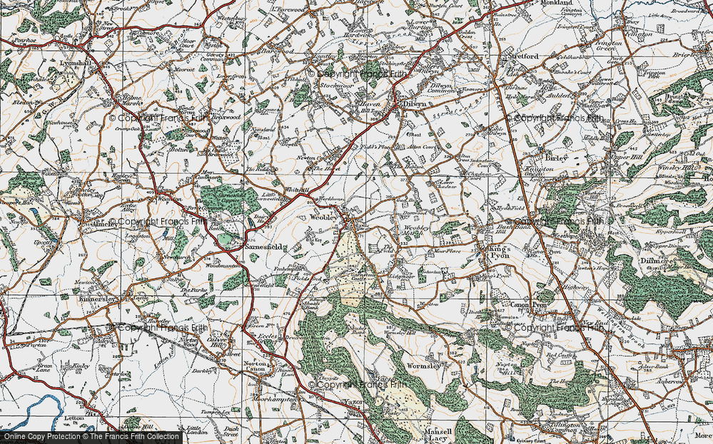 Old Map of Weobley, 1920 in 1920
