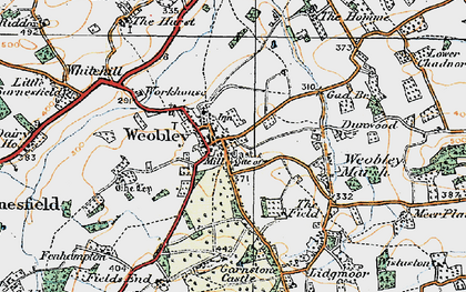 Old map of Weobley in 1920
