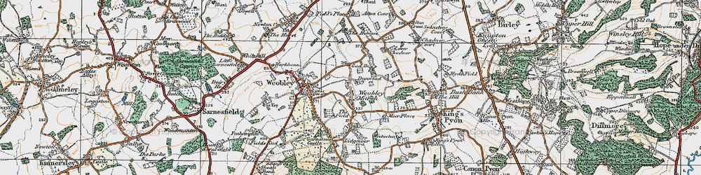 Old map of Weobley Marsh in 1920